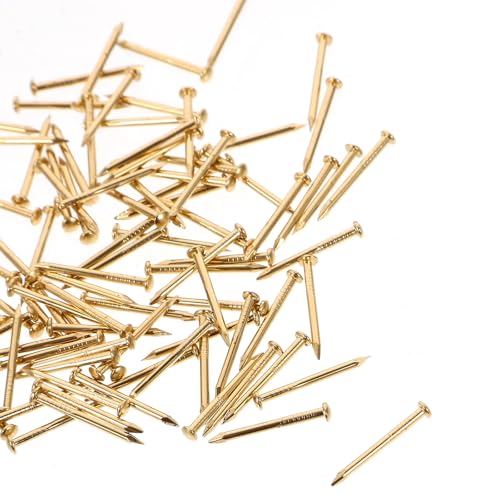 AKOOSY 100 Clavos de Latón Dorado para Cajas Decorativas y Muebles, Cabeza Redonda, Estilo Vintage, Fácil Instalación, Función de Fijación para Bricolaje en Casa