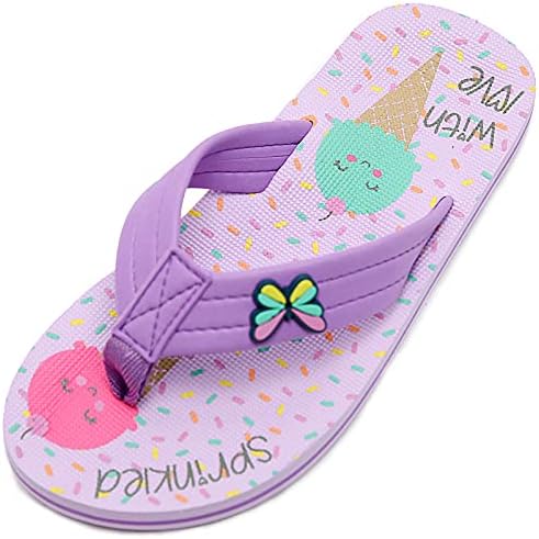 Saidoteto Boys Girls Flip Flops Child Summer Slip-on Thong Sandals Beach Pool Water Shoes(Little/Big Kid) purple 13-1 210319