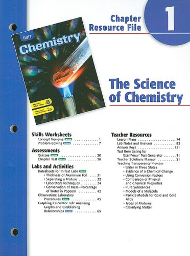 Holt Chemistry Chapter 1 Resource File: The Science of Chemistry