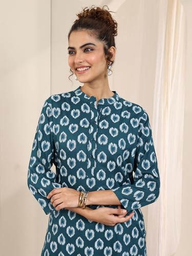 Image of Libas Printed Viscose A Line Kurta Set for women 99232R S | daily wear suit