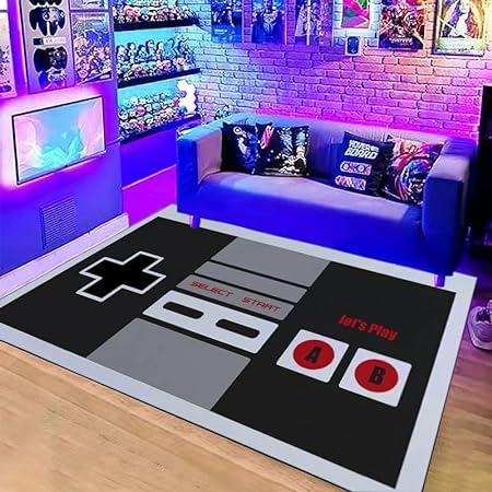 Crystal Comfort - Alfombra antideslizante para sala de juegos, impresión 3D de jugadores, decoración del hogar, tapete antideslizante para el suelo,