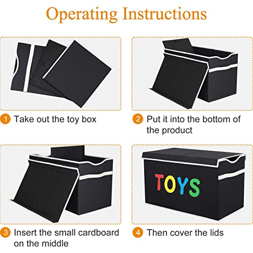 Victor's Kids Toy Box Chest - Extra Large Lightweight Collapsible Toy Storage Organizer Boxes Bins Baskets For Kids, Boys, Girls, Nursery Room, Playroom, Closet (New Black) #TOP4