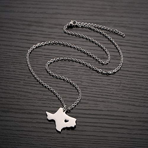 Ukodnus Texas State Map Necklace Pendant Brass Texas Moving Gifts TX Shape Jewelry for Women Teens Chain4