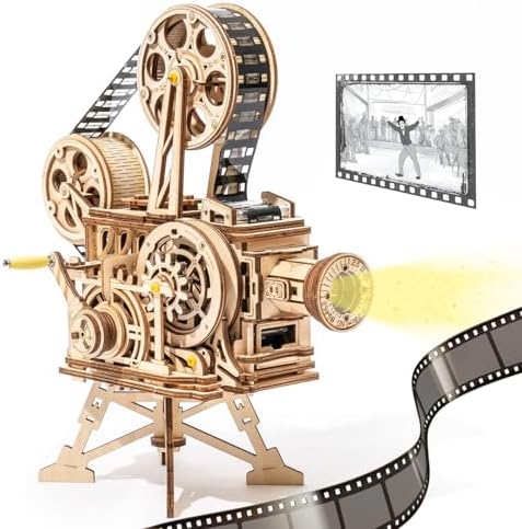 ROKR 3D Wooden Puzzles for Adults- 183pcs Mechanical Model Building Kit Wooden Craft Movie Projector Gift for Adults &Teens 14+ (Vitascope)