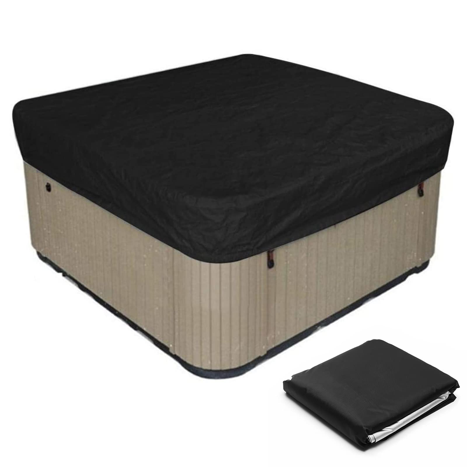 Housse de Protection pour Bain à Remous de Jardin,Protection étanche Contre Le Vent et Les Rayons UV,Couverture Jacuzzi Exterieur,Cordon de Serrage réglable,Noir,240×240×25cm