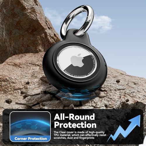 Waterproof Airtag Holder with Apple Airtags Keychain, Hard PC Air Tag Case, Anti-Scratch and Shock Air tag Holder, Airtags Accessories for Apple Tag Holder, Cover for Dog,Car Key,Luggage-Black - Image 5