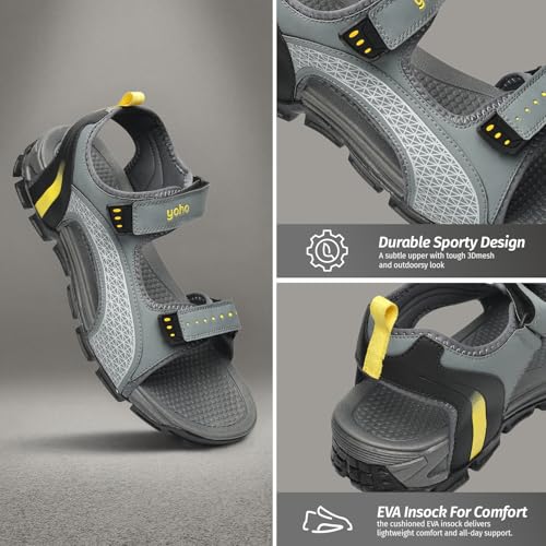 Image of YOHO TrailX Sports Sandals for Men, Cushion Comfort, Lightweight & Anti Skid Floaters for Walking & Trekking, Footwear for Man /Boys /Gents