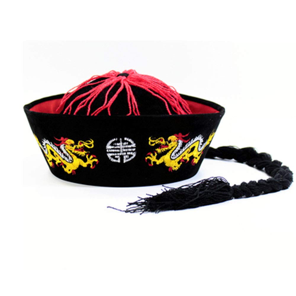 ShanghaipopMen Chinaman Hat Vintage Style Chinese China Emperor Dragon Qing Dynasty Emperor Tang Cap