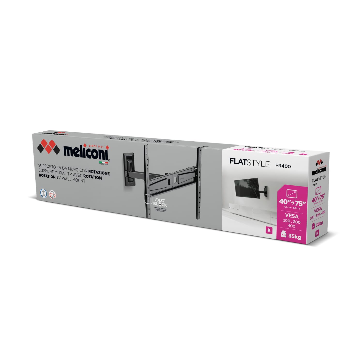 Meliconi - supporto tv da parete con rotazione flatstyle meliconi fr400 - 1219793