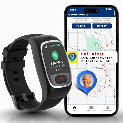 Seculife Cellular Fall Alert Device, Medical Alert, Smartband for Seniors, 2 way calling, SOS Button, GPS Tracking, Heart & Temperature, heart rate monitor, Pedometer, Waterproof Elderly Health Alerts