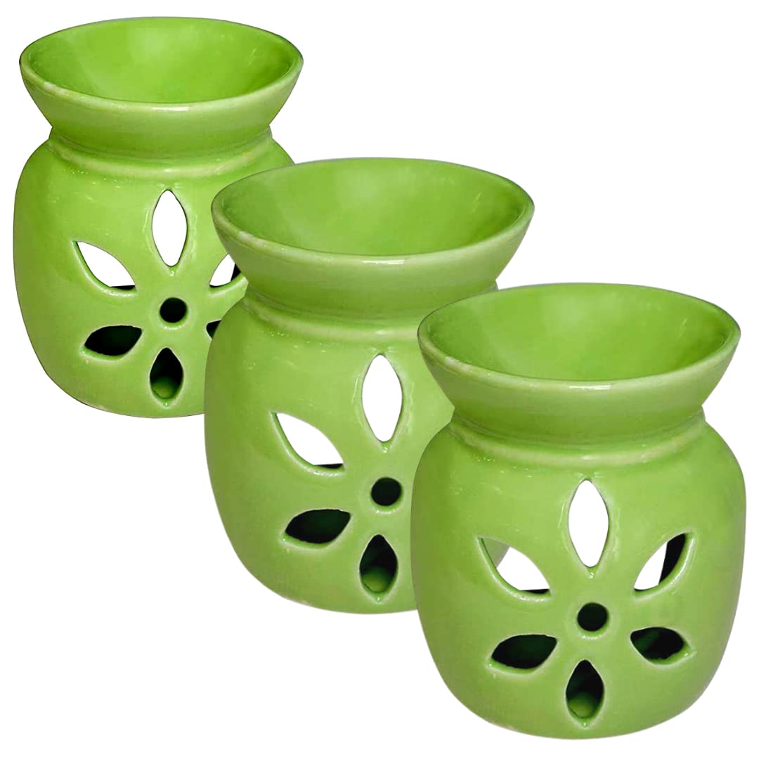 Floryn Decor Ceramic Aroma Oil Diffuser for Home Fragrance, spa, Office & Yoga | Aromatherapy Gift Set | Pack of Ceramic Difusser, 1 Tealight Candle & 4 ml Aroma Oil-Green (Pack of 3) (B0C3M9XW2P) Amazon Price History, Amazon Price Tracker