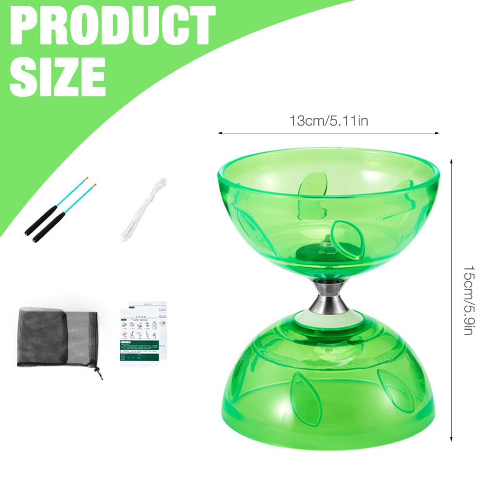 Diábolo con rodamientos de Bolas, Diabolo Triple Rodamiento Niños, Juego de malabares con luz y rodamientos de bolas, Set de Malabares Pro, 4 colores intermitentes para niños y adultos