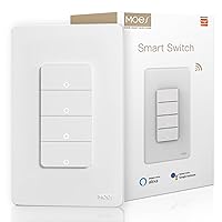 Vista 14 de MOES Interruptores inteligentes de doble luz, interruptor de 2.4 GHz Wi-Fi de 2 bandas de un solo polo, requiere cable netural, combo de interruptor