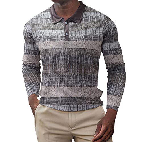Image of Generisch Men's Long Sleeve Cotton Shirt with Print for Business Leisure Elegant Fit Comfortable, khaki, M