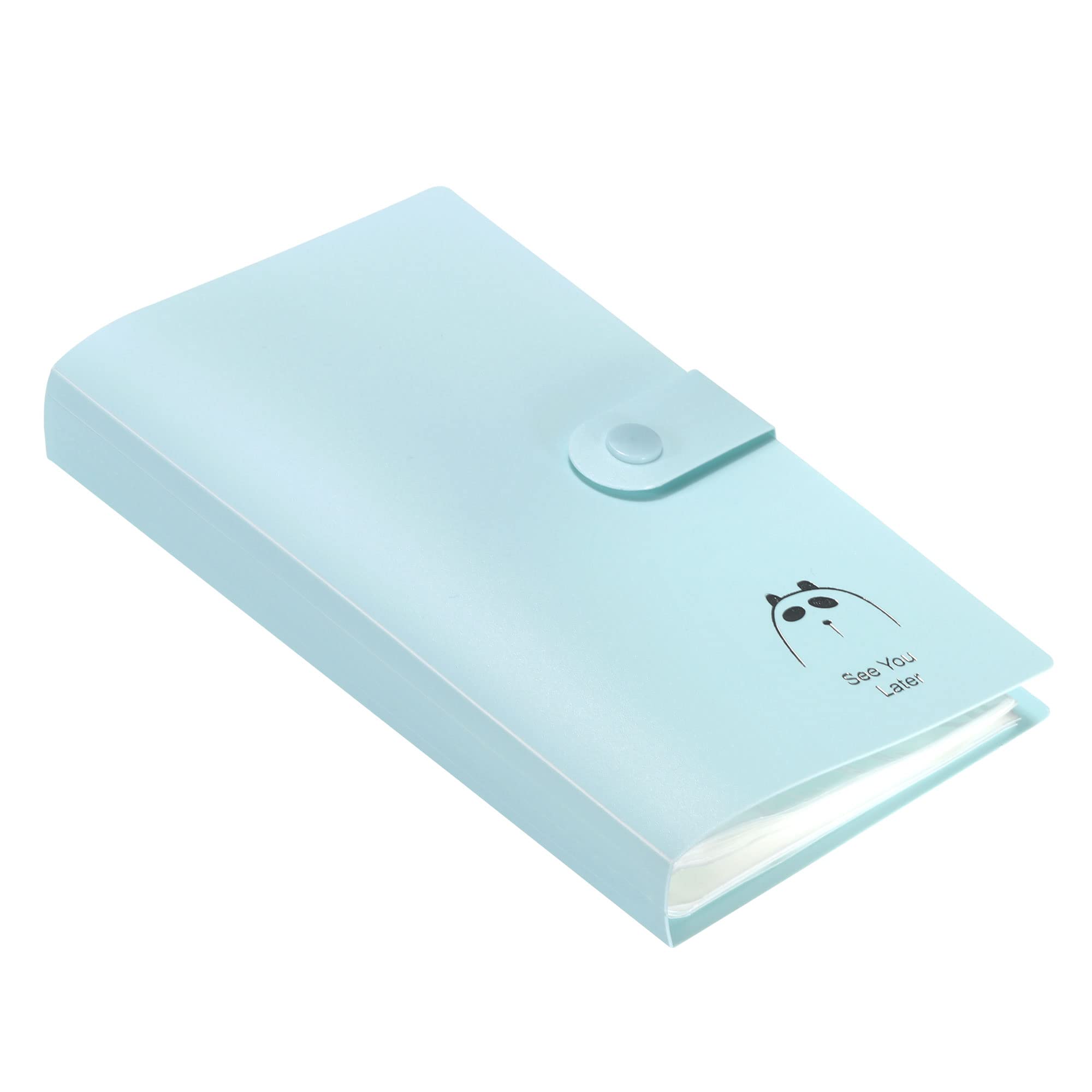 PATIKIL Business Card Holder, 1 Pack Plastic Portable Cards Binder Book Name Cards Organizer for Women Men Light Blue