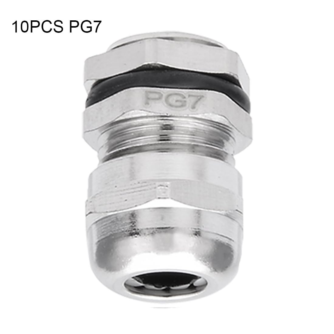 TA-VIGOR 10Pcs PG7 Cable Gland, Metal Waterproof Adjustable Wire Connectors Gland Joints for 3mm-6.5mm Cables, Locknut Stuffing Glands with Locknut and Washer - Image 2