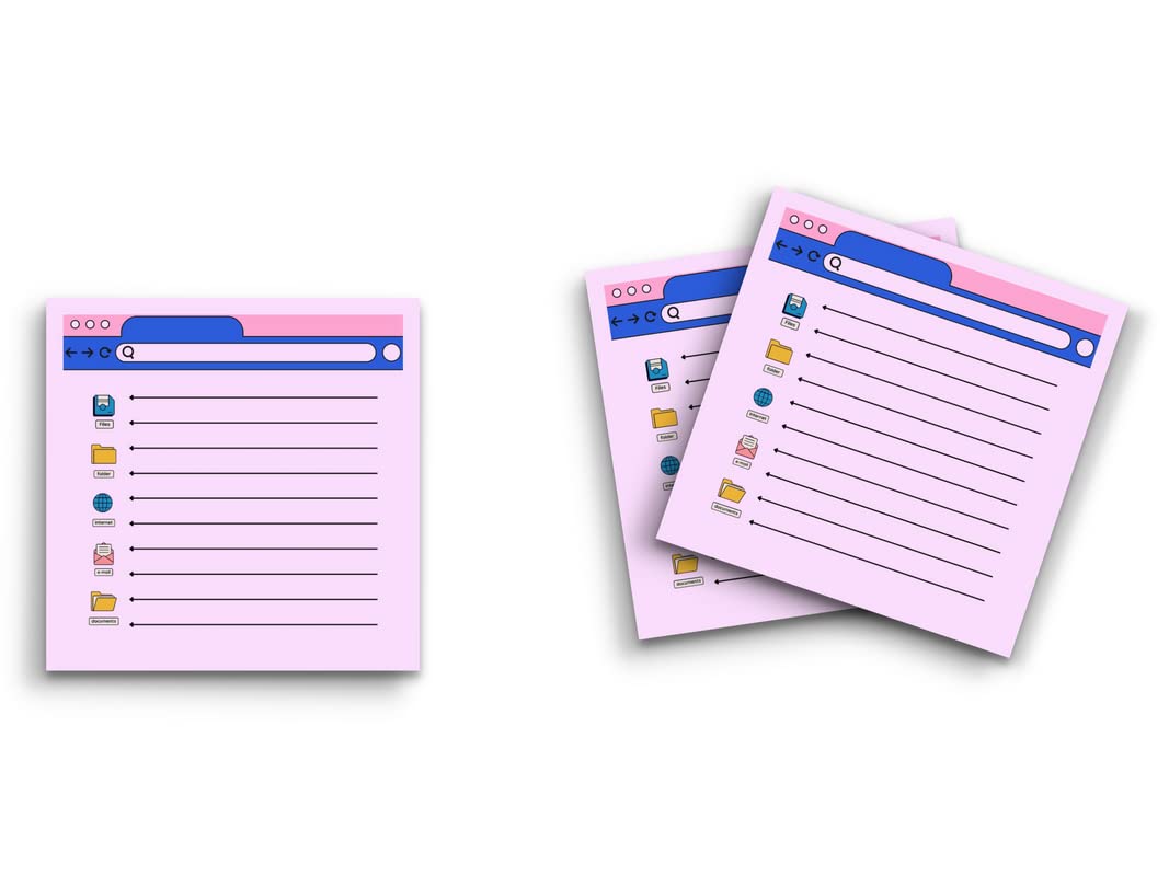 Butler in the Home Sticky Notes 3 Pack 3"x3" 50 Sheet Count Per Pad, Computer Desktop Search Bar, Cute Funny Memo Note Pads Stationery Journal Planner