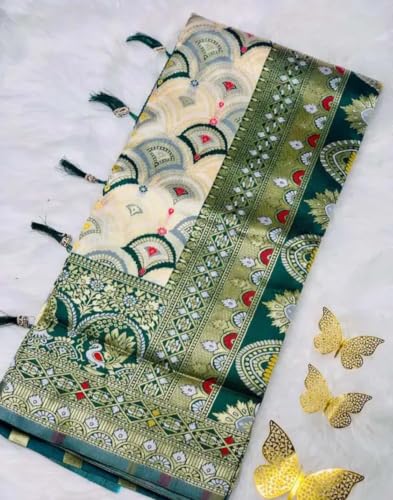 Generic green banarasi silk saree in art silk – image 2