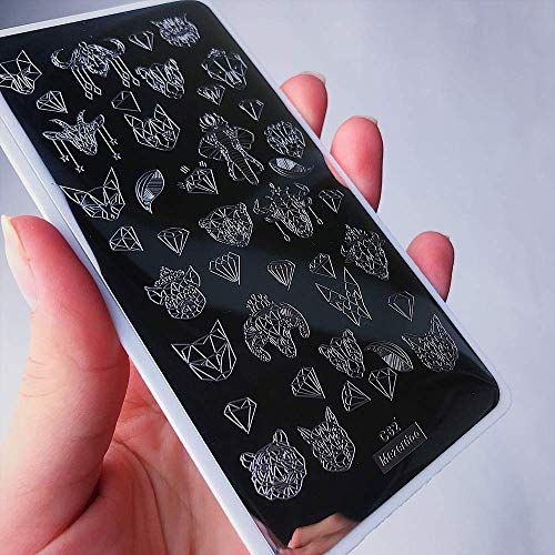 Nail Stamping Plates Set, 5 Nail Design Kit Image Templates Plate 1 Storage Bag Nail Art Printer Set,Flowers Animal Love Tower Nail Art Stamper Supplies #TOP3