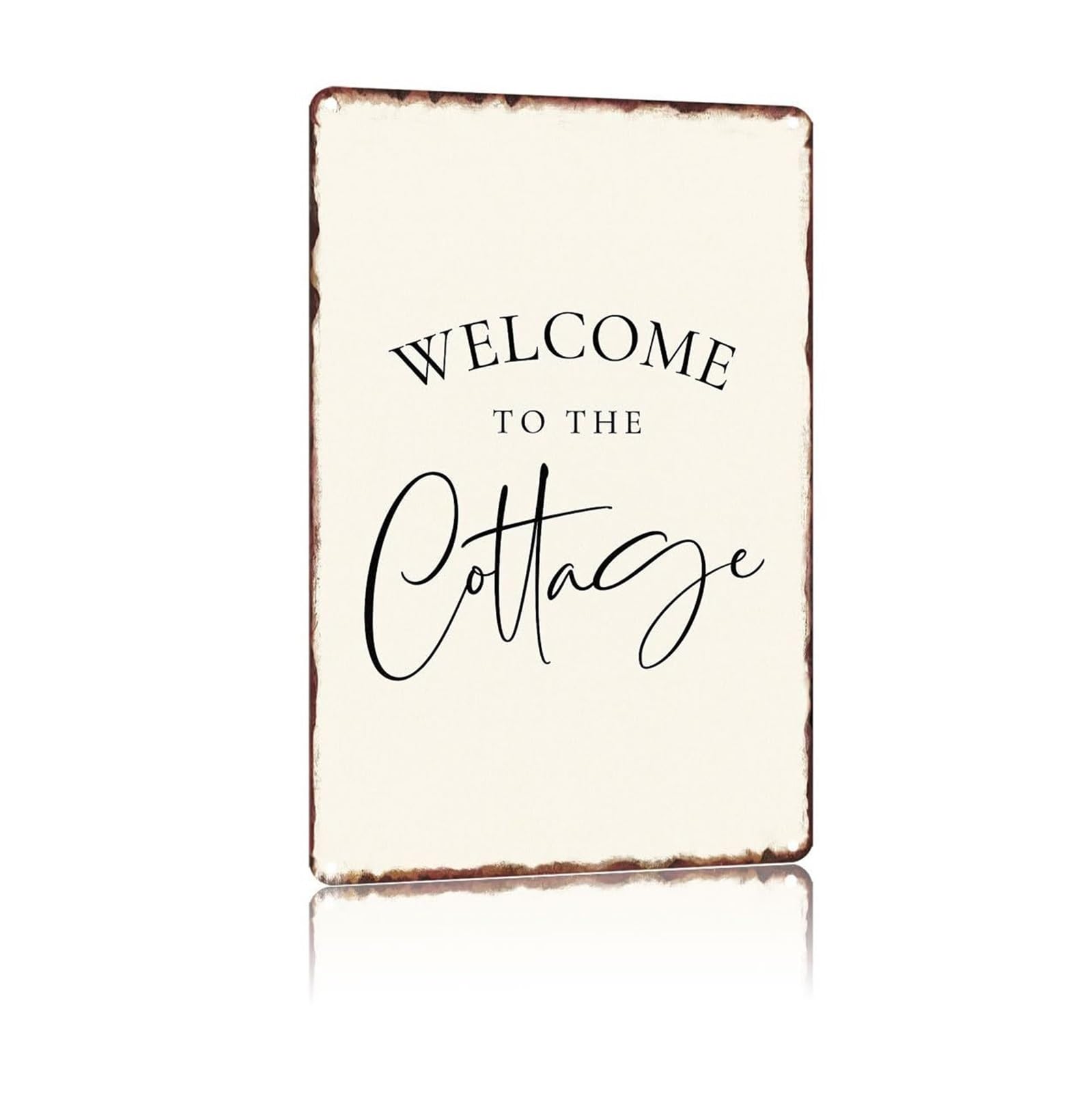 MDBJTCYZN Welcome To The Cottage Vintage Metal Sign Farmhouse Country Home Decor Rustic Wall-Art For Entryway Porch 8 x 12 inch