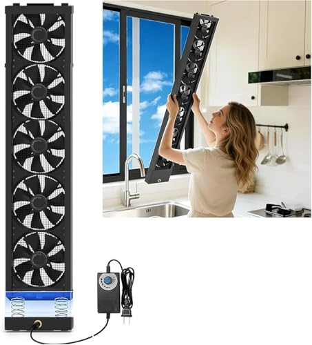 Image of 39.4-41.5 Inch Vertical Window Fan For Sliding Windows Mute Stepless Speed Control (0-2800 Rpm) Window Exhaust Fan Waterproof Vertical Window Fan With Living Rooms Bedroom Attics Garages