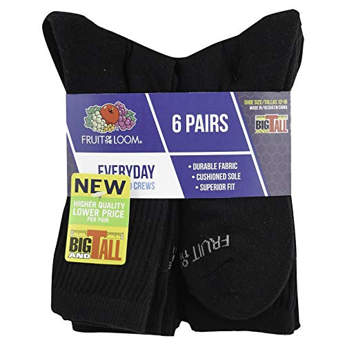 Fruit of the Loom Men's 6-Pack Crew Socks Black2