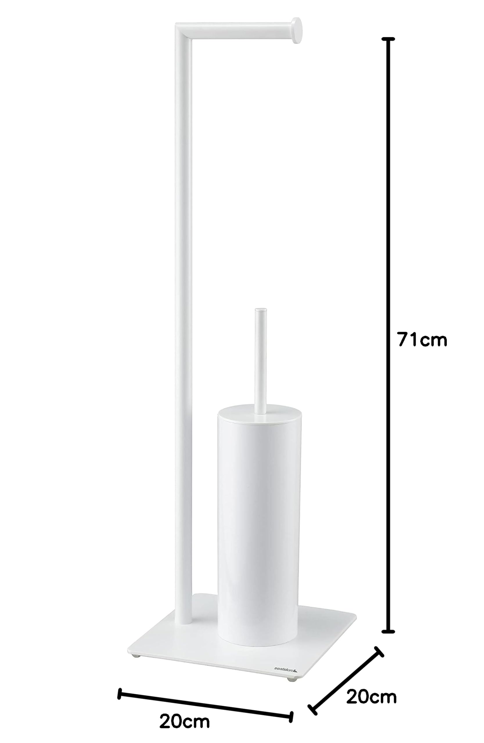 Sealskin Tube, Stojak na papier toaletowy - Wieszak na papier toaletowy - Szczotka toaletowa z pojemnikiem - wolnostojący, Biały