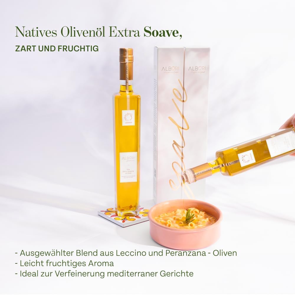 ALBORI Verkostung- Olivenöl Italienisch Extra Nativ Apulisches Kaltgepresst, Geschenkset Geschenkbox Degustation mit 3 Ölflasche Olive Oil 100ml, Premium Geschenkideen Monokultivar und Mischung Oliven