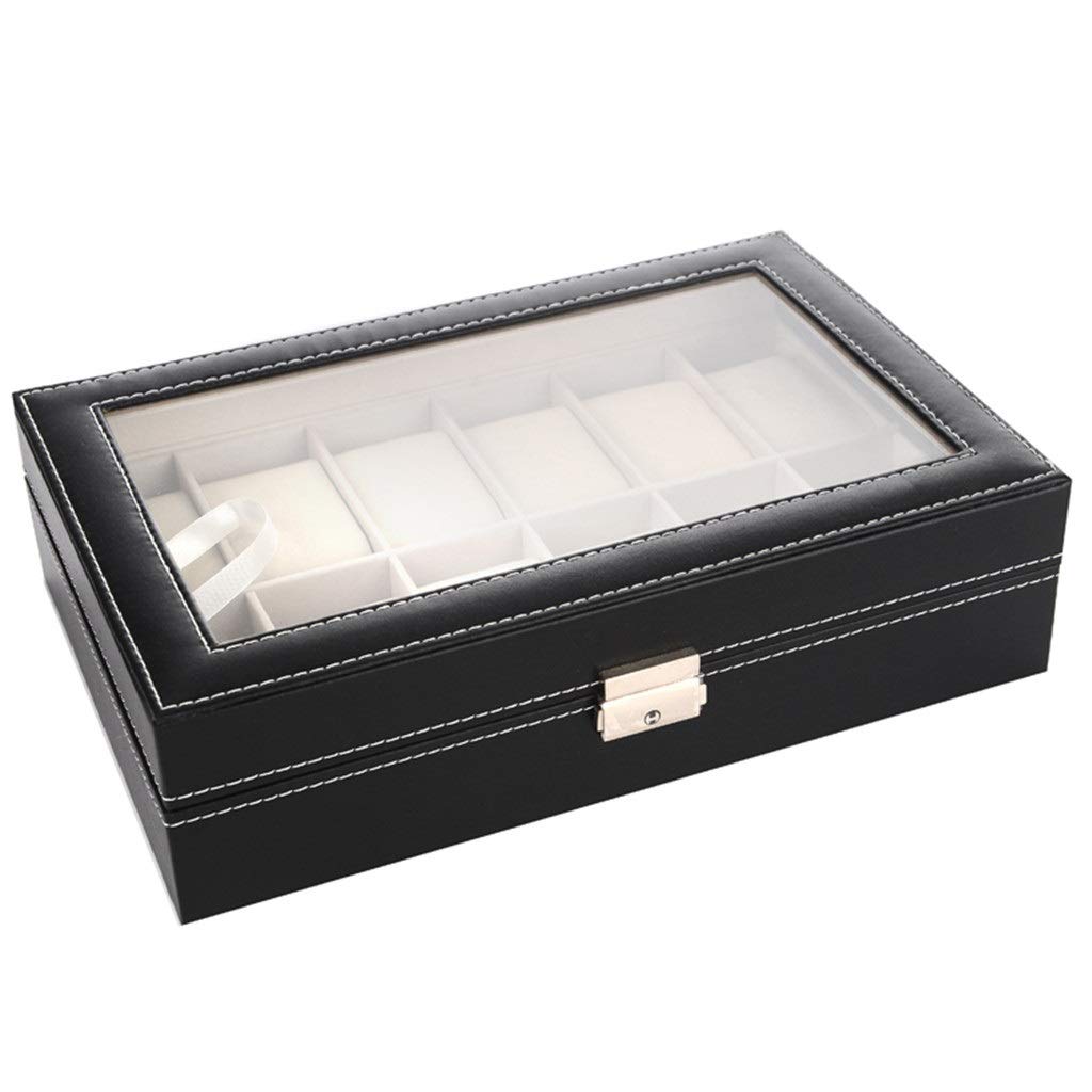PU-Leder-Uhrenbox, Organizer-Display mit weichen Lederkissen für Männer und Frauen, Beste 12 Steckplätze