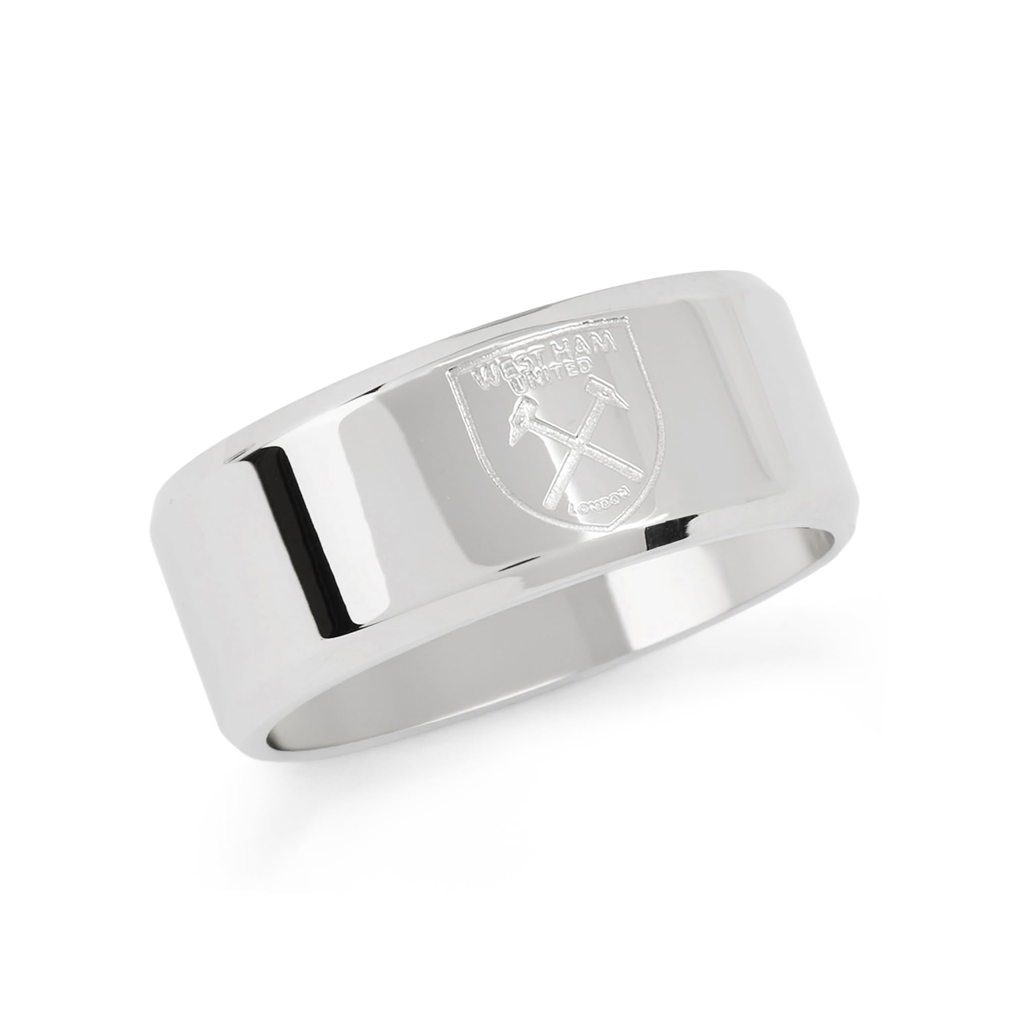 Official Licensed West Ham United Stainless Steel Crest Band Ring - Large Mens/Unisex Football Gift