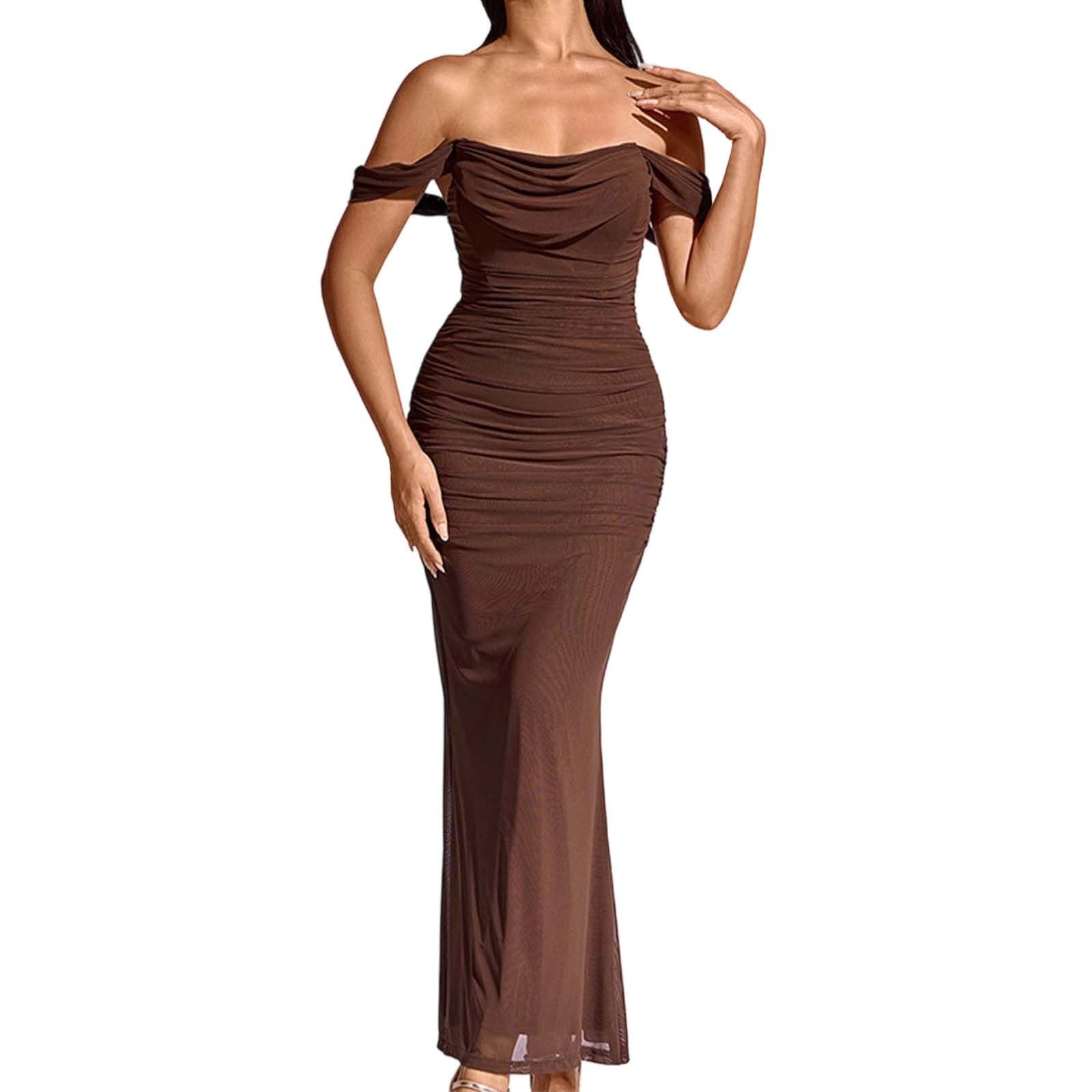 Damen Freizeitkleid Elegantes Figurbetontes Midikleid EIN Schulter Rückenfrei Party Sommer Frühling Büro Abendkleid Vielseitig Bequem