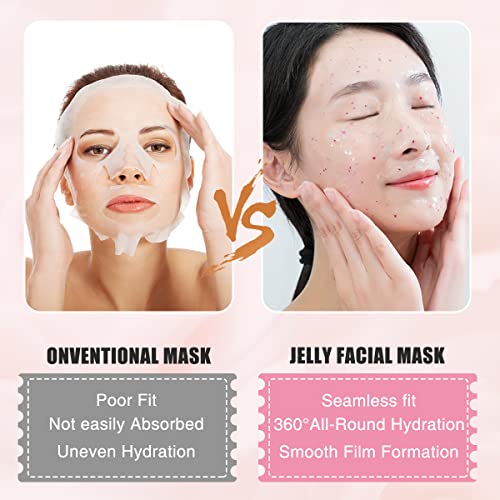 Fuhuim Jelly Face Mask Peel-Off, Premium Jelly Masks For Facials, Rose/24K Gold/Silver Jar Hyaluronic Acid Rubber Mask Moisturizing Skin Care Diy Spa Set（Rose） #TOP3