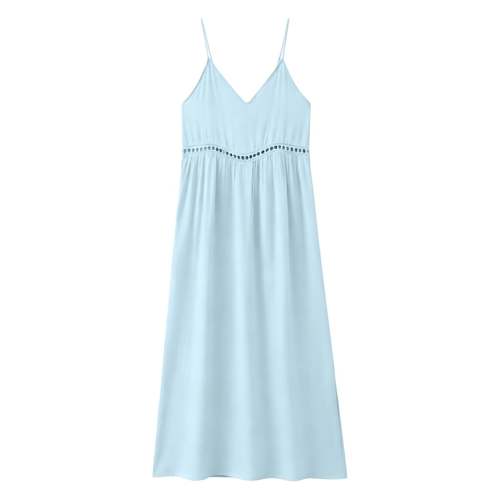 Taglie Comode Donna Abito Lungo Estivo da Donna, Ampio e svolazzante, con Scollo Rotondo, Tinta Unita, Senza Maniche, Ideale per Le Vacanze. Abito Trapezio Estivo