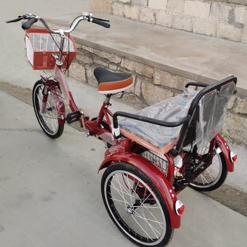 Triciclo plegable para adultos, 3 ruedas, con asiento trasero y frenos miniatura 2