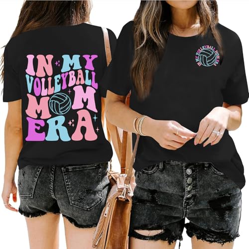 Volleyball T-Shirt for Women in My Volleyball Mom Era Shirts Volleyball Game Day Graphic Tees Tops2