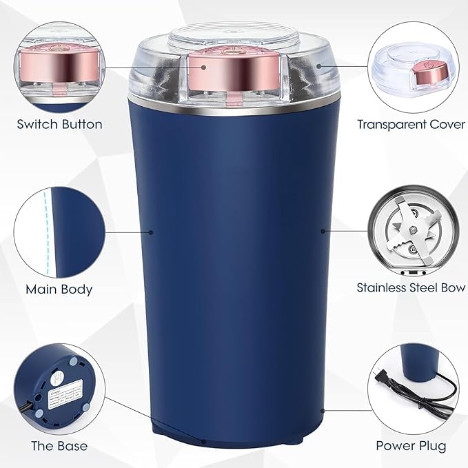 Image of Spice Grinder Portable -Electric Grain Mill Grinder Stainless Steel Dry Grain Spices Cereals Seasonings Coffee Bean Grinder Machine