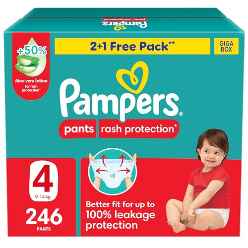 Pampers Rash Protection Culotte Pants Diapers Size 4 9-14kg Box 246 Count