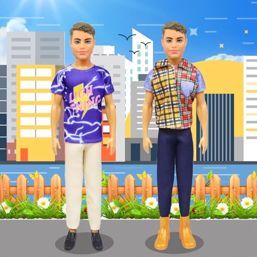 Ecore Fun 11 Items 11.5 Inch Boy Doll Clothes and Shoes - 5 Sets Fashion Casual Wear Clothes Outfit 2 Swimwear 4 Pairs Shoes for 12 inch boy Doll Random Styles