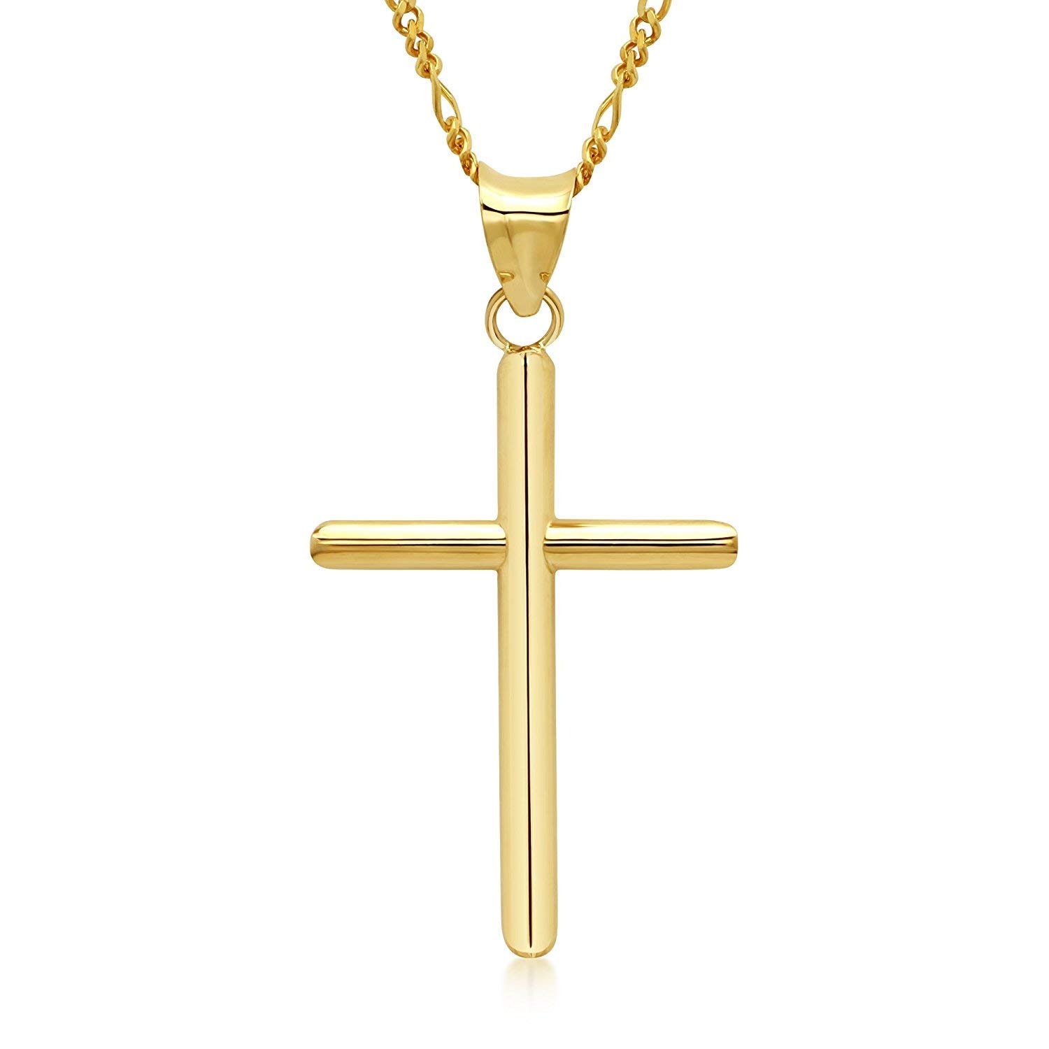 Cadena de Oro 24K con Dije de Cruz para Hombres, Mujeres c/Broche Sólido fuerte estilo de eslabón cubano Miami