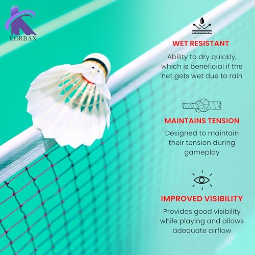 Image of Korbax Nylon Tape One Side Border Beginner Badminton Net (21 * 2.2 Feet) for Sports, Training, Practice and Fun