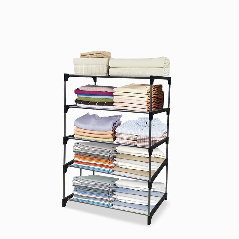 RAXON WORLD 5 Layer Black Metal Pipe & Plastic Connector Space-Saver Collapsible Wardrobe: Maximize Your Space with Style-picture-22