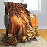 Violetpos Dick Decke Weich Wärme Gemütlich Fleece Sofadecke Nettes Eichhörnchen Das Nüsse Wald Isst 150 x 200 cm