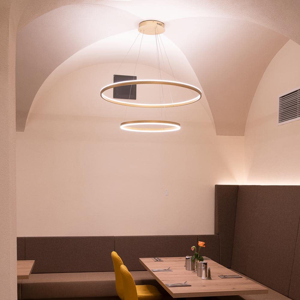 s.luce LED Ring Pendelleuchte rund Direkt oder Indirekt Hängelampe Wohnzimmerleuchte, Farbe:Weiß, Größe:Ø 40cm
