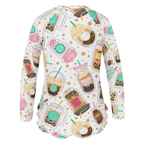 susiyo Boba Pearl Milk Tea Girls Long Sleeve One Piece Swimsuits Rash Guard Bathing Suit UPF 50+ Zipper Girl Swimwear3