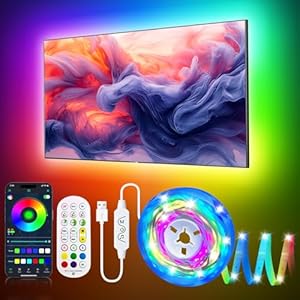 LED Lights for TV, 23ft ICRGB TV LED Backlight for 70-100 Inch, USB Powered TV Lights Behind with Bluetooth APP and Remote Control, Light Sync Music LED Strip Lights for Bedroom/Gaming