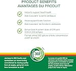 Jamieson Huile de Saumon et de Poisson 1 000 mg Gélules, Taille Bonus, Soutient la Santé Cardiaque et Cérébrale. Avec Saumon Sauvage, EPA et DHA, Non-OGM, Sans Gluten, 200 Compte, Fièrement canadien