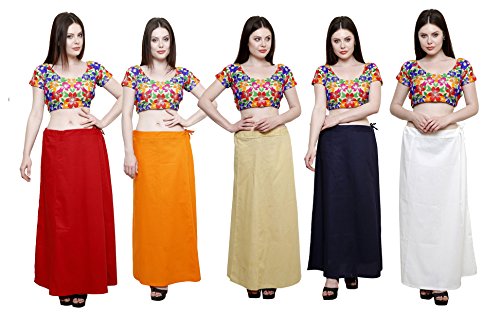 Image of Pistaa's combo of Women's Cotton Best Plain Solid Indian Readymade Inskirt Saree petticoats