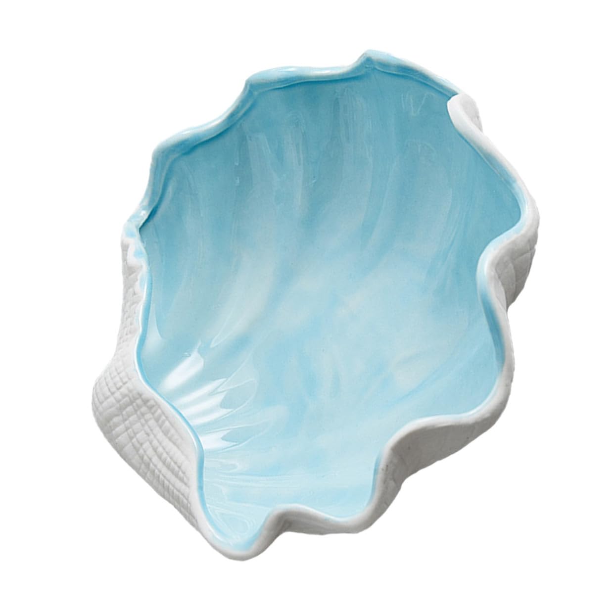 Bandeja Organizador Creativo de Cerámica de Almacenamiento Forma de Concha Azul Multiusos para Joyas y Adorno del Hogar para Housewarming