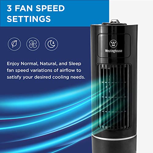 Westinghouse 12'' Personal Tower Fan - Space Saving Compact Design With Oscillating Function #TOP3