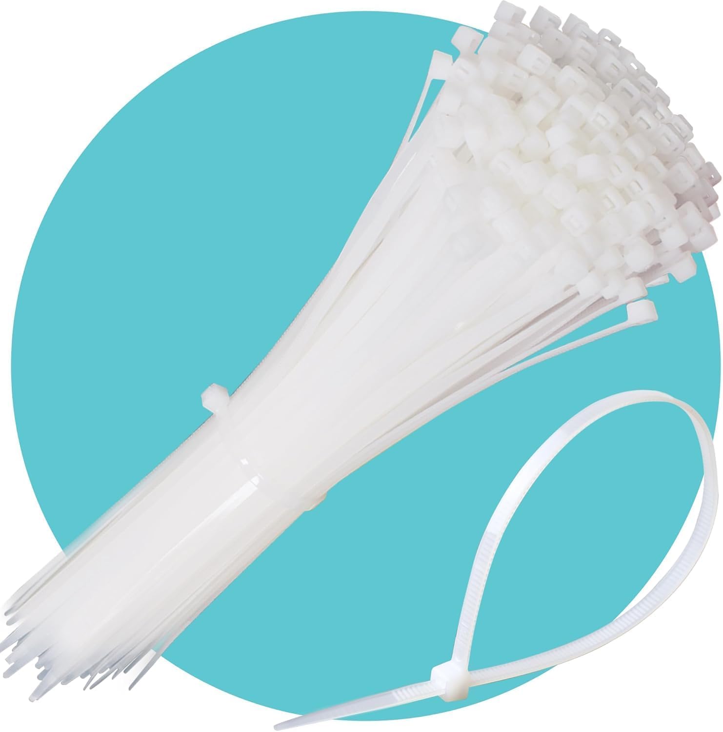 Triplast Essential Natural White Cable Ties - Pack of 5000 x 12" Long Handy Zip Ties (300mm x 3.6mm) - Self Locking & Anti-Slip Nylon Plastic Tie Wraps for Cable Management & Indoor/Outdoor Use